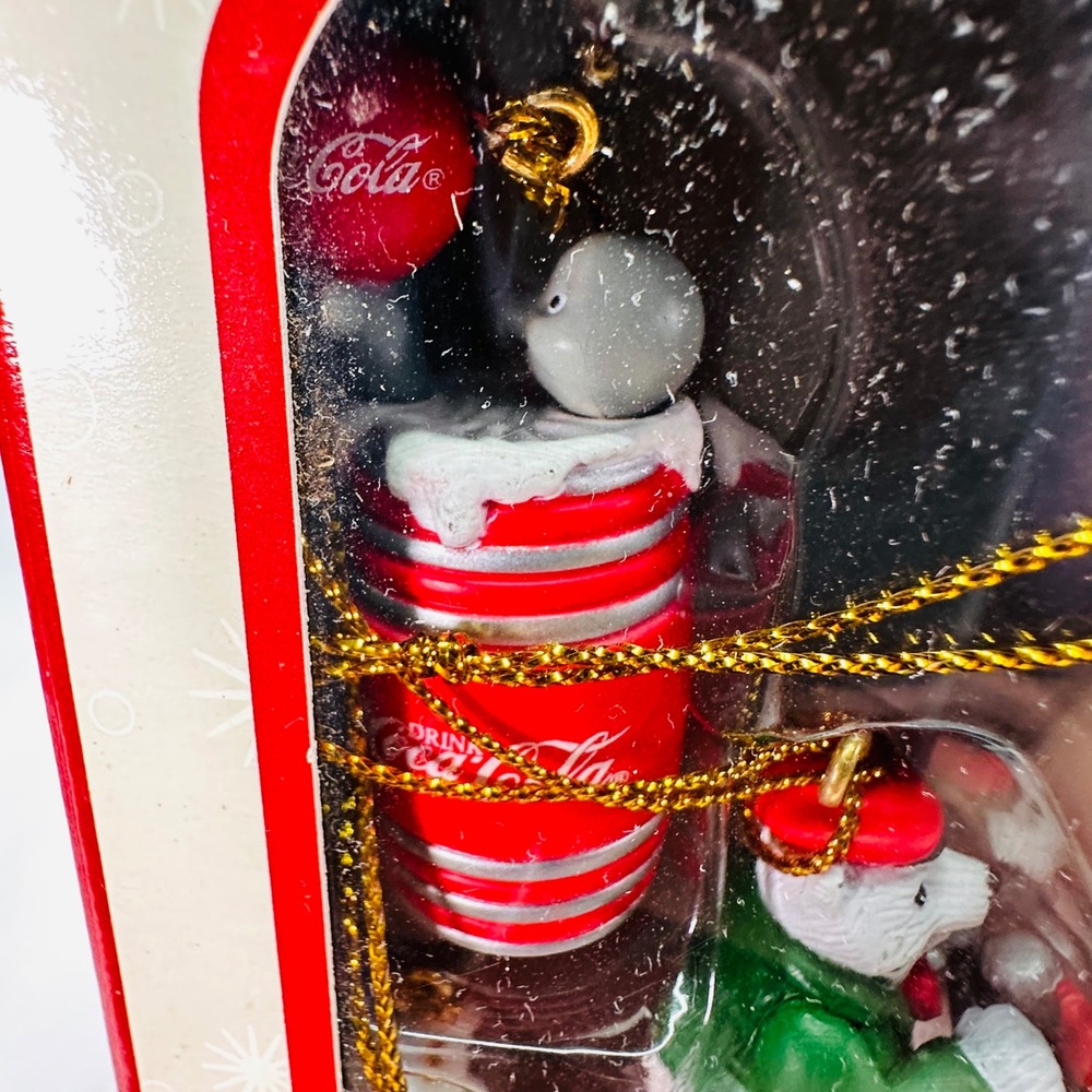 Vintage Coca-Cola Trim-A-Tree Collection 5 Piece Ornament Set Polar Bear Snowman - Picture 9 of 13